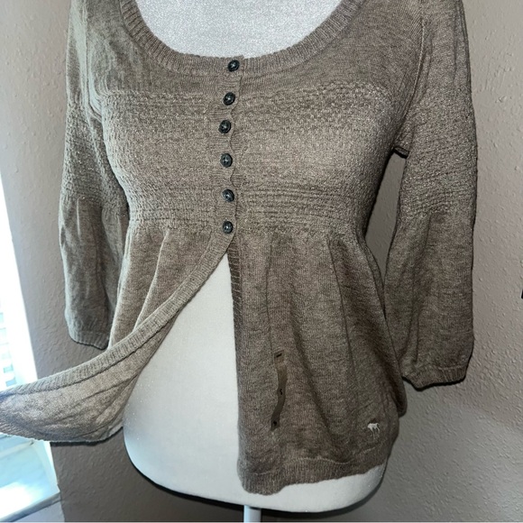 Vintage Y2K Abercrombie & Fitch 2000s Knit Babydoll Sweater Henley Top - Picture 5 of 8
